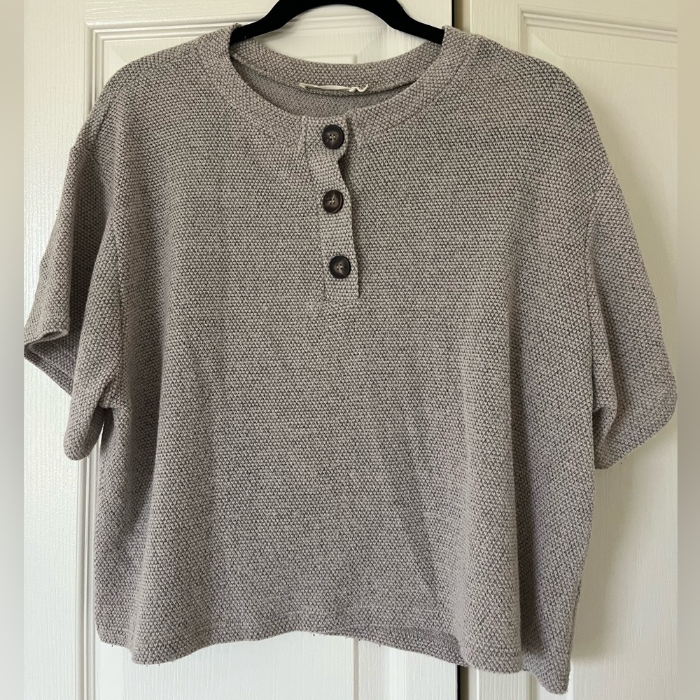 Lush Casual Gray Button-Down Shirt